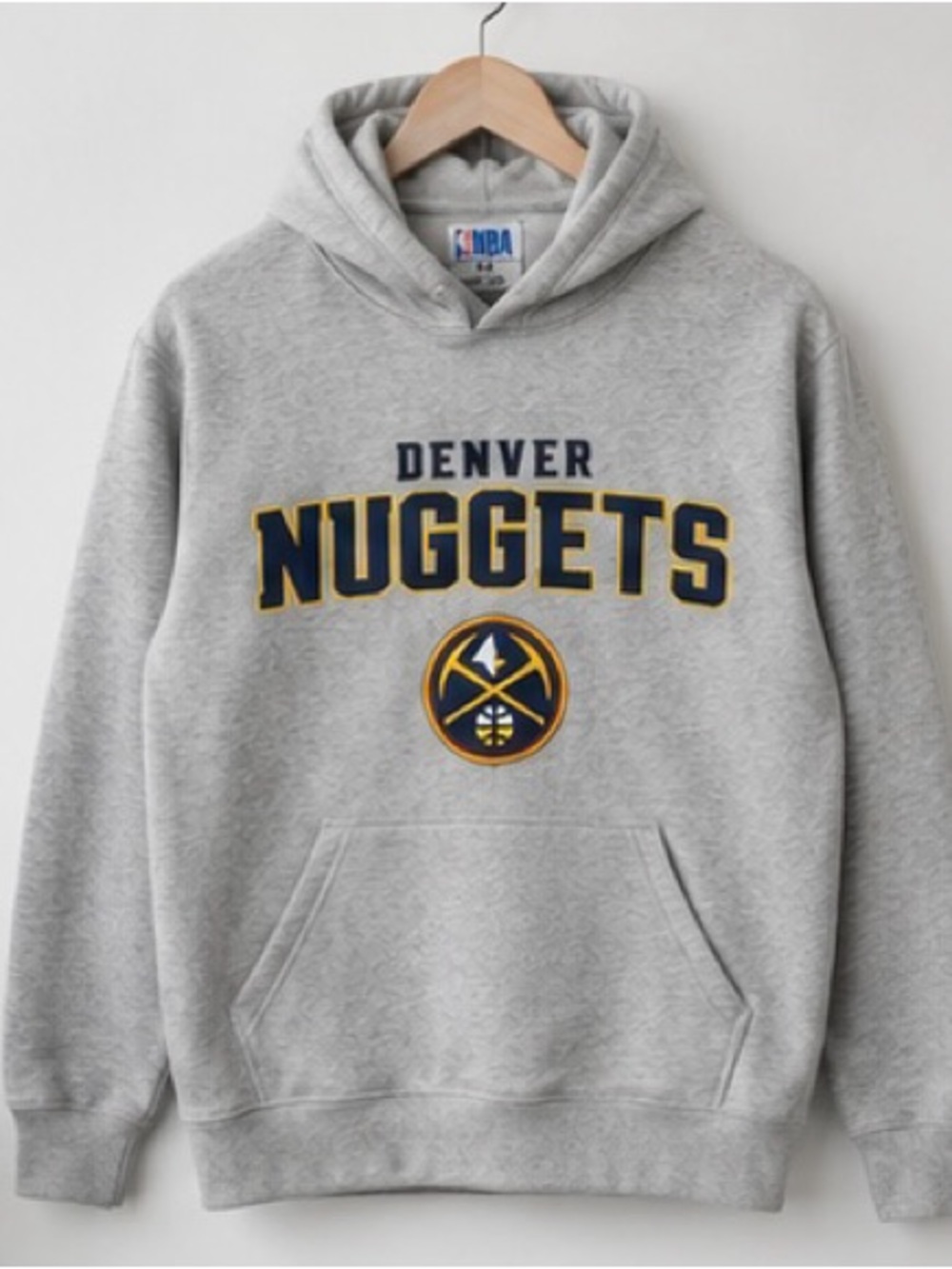 NBA Denver Nuggets Gray Hoodie Men’s Medium Basketball Sweatshirt